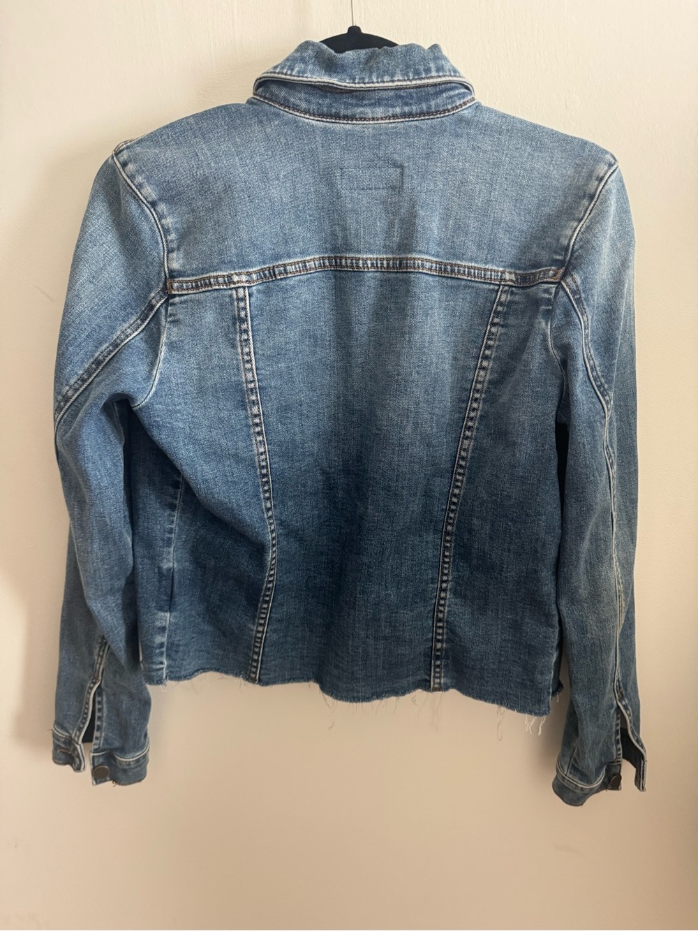 KUT From The Kloth Raw Hem Fitted Denim Jacket Medium - Picture 3 of 6